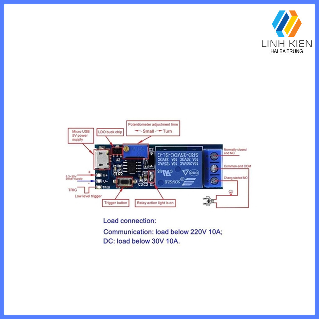 Module Relay tạo trễ 1 kênh