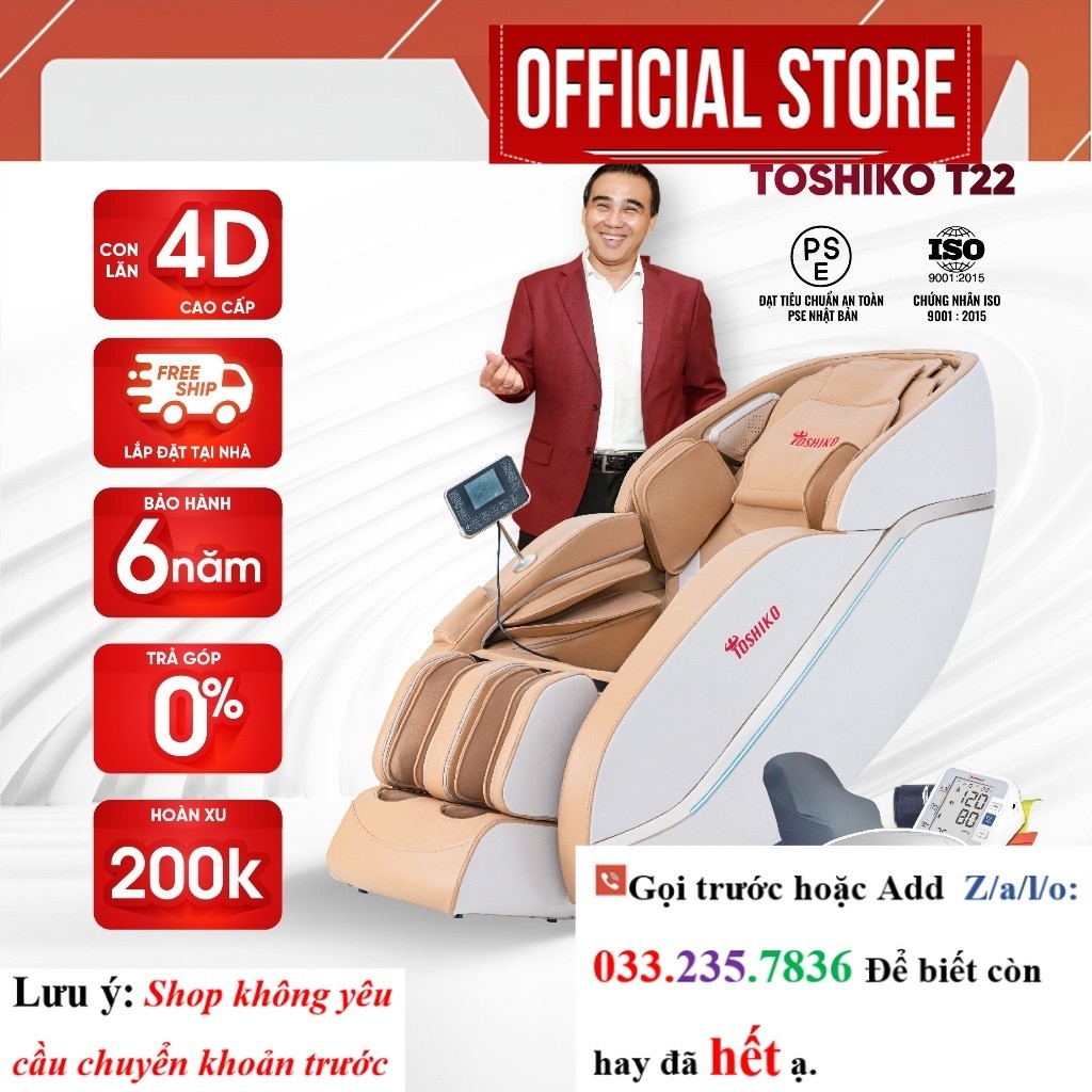 Ghế massage trị liệu toàn thân Toshiko T22 đa năng cao cấp <SALE<