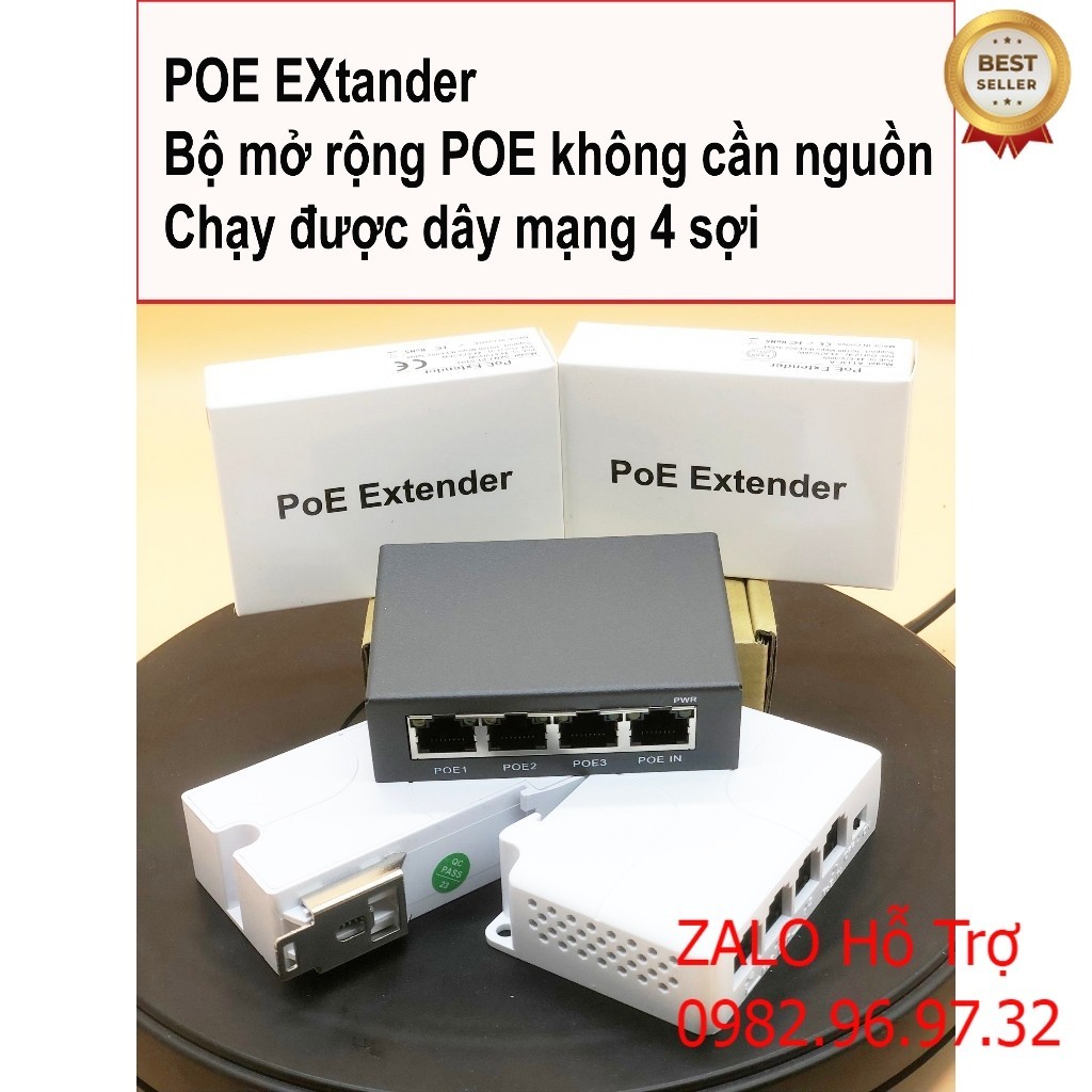 THIẾT BỊ MỞ RỘNG POE 4 PORT KHÔNG CẦN NGUỒN ( CHẠY ĐƯƠC DÂY 4 SỢI)- POE REPEATER/POE EXTANDER -