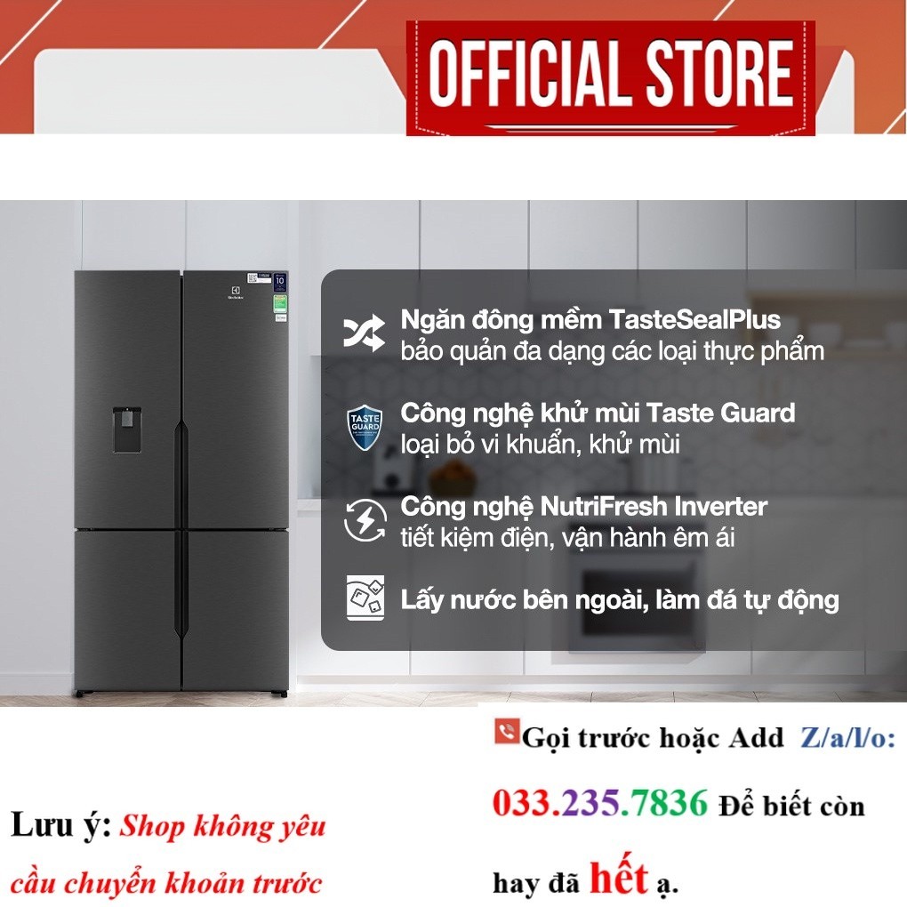 Tủ Lạnh Electrolux Inverter 562 lít Multi Door EQE5660A-B <Sale<