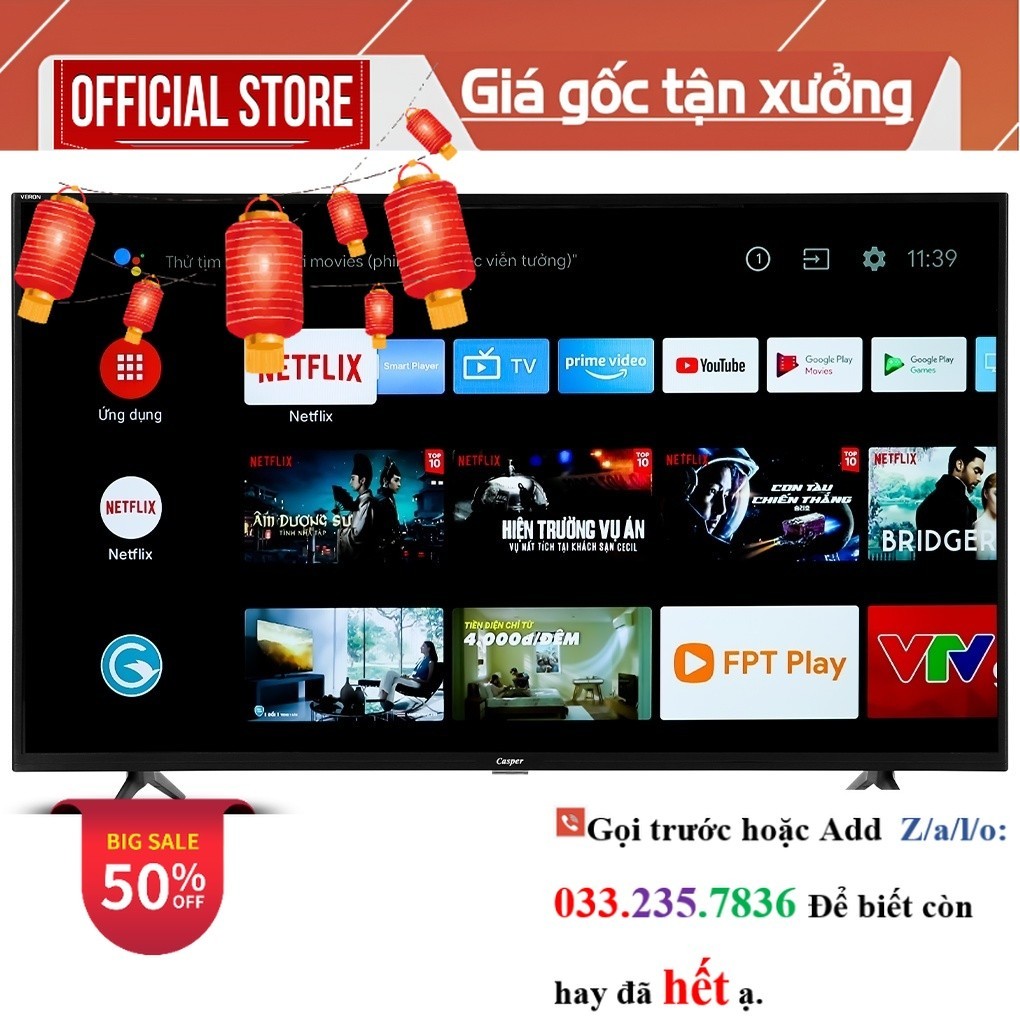 Android Tivi Casper 43 inch 43UGS611 giá rẻ <new