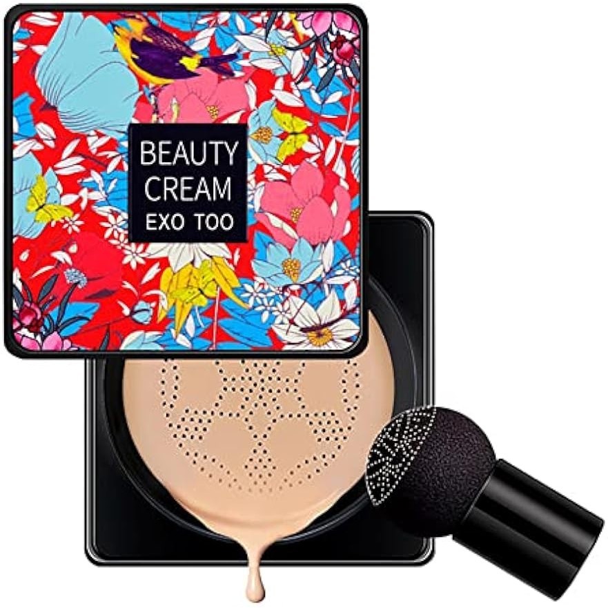 Mushroom Head Air Cushion CC Cream, Beauty Cream Exo Too, Mushroom Air Cushion CC Cream Foundation Cover Concealing Makeup Dưỡng Ẩm Làm Sáng Sắc Tố Chất Lỏng Nền Phụ Nữ