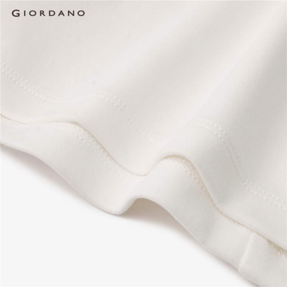 Áo thun GIORDANO 05323803 dài tay thêu cổ tròn co giãn dành cho nữ