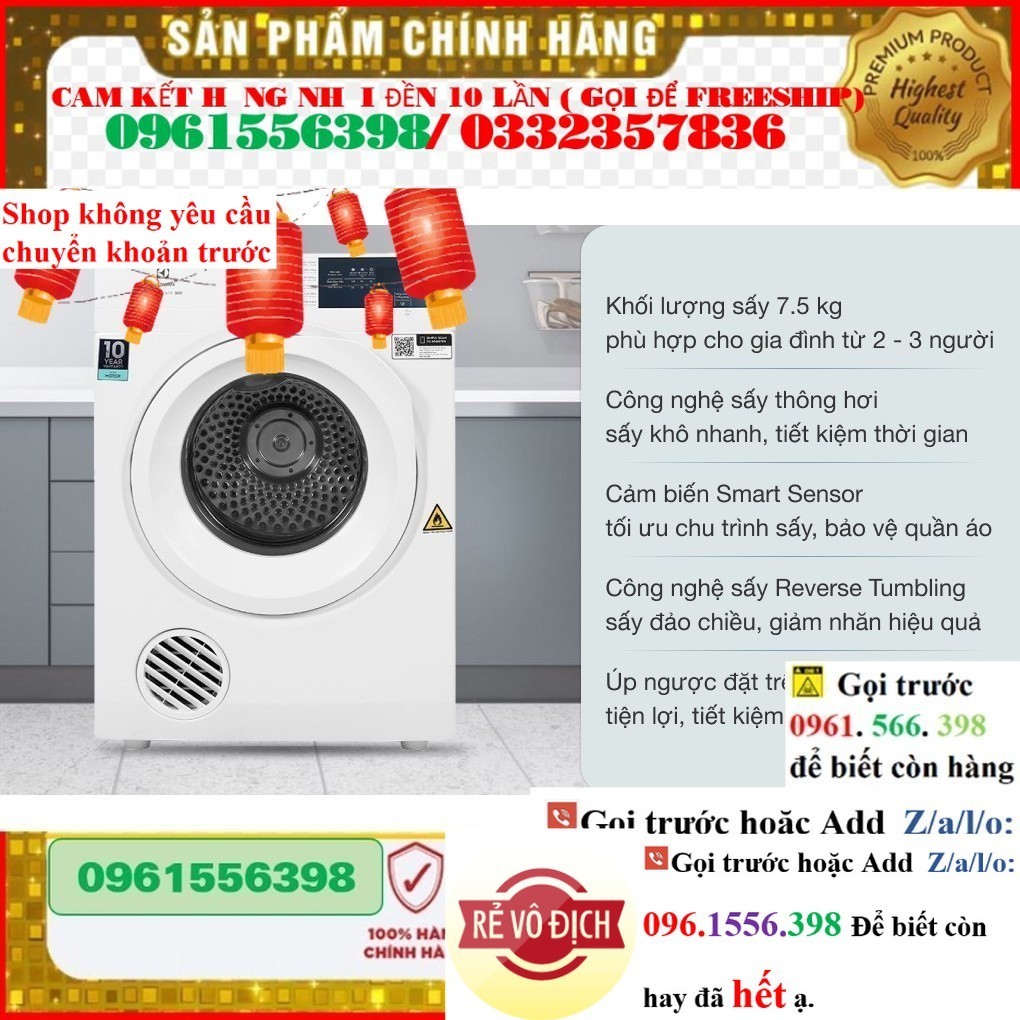>> CH MÁY SẤY ELEC EDV754H3WB (7.5KG) . <>