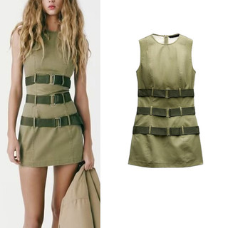 Za Spring Phong Cách Mới Skinny Dress Army Green 5427301