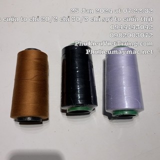 Chỉ may bò to cn 20/2 30/3 vỉ 10cuộn màu trắng đen vàng bò nhiều màu sợi to chỉ may jean #110101