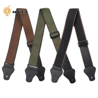 Dây đeo đàn Guitar dân gian MKEB, Dây đeo vai đàn Guitar điện có thể điều chỉnh bằng da PU, Cotton với 3 giá đỡ chọn đàn Guitar Cotton nguyên chất thoải mái Dây đeo đàn Guitar điện