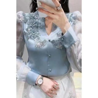 Anti-Aging Elegant New LadiesA171Slimming European Station2024Western Style Graceful and Fashionable Shirt Spring M3WR