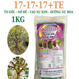 Npk 17-17-17 + te gói 1kg, siêu nở gốc mai, phì gốc mai và cây kiểng