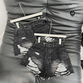 Quần short jean nữ 1 nút rách gối tua rua 2 bên cá tính Lê Huy Fashion MS x211