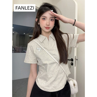 FANLEZI áo phông áo thun nữ croptop baby tee Xu hướng Cổ điển Đơn giản Dễ thương WCS2430T50 13Z240329