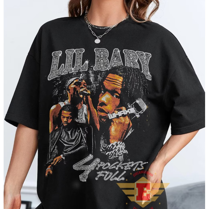 Bánh quế 2024 cho bạn bè Áo thun bé Lil cổ điển, Áo thun Lil Baby Rap, Hip Hop, Retro xs-3xl