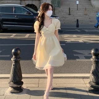 Sixty-eight🎀Đầm Tay Phồng Nữ Phong Cách Ngọt Ngào Váy Ngắn Công Chúa Puff Tay NVZA167