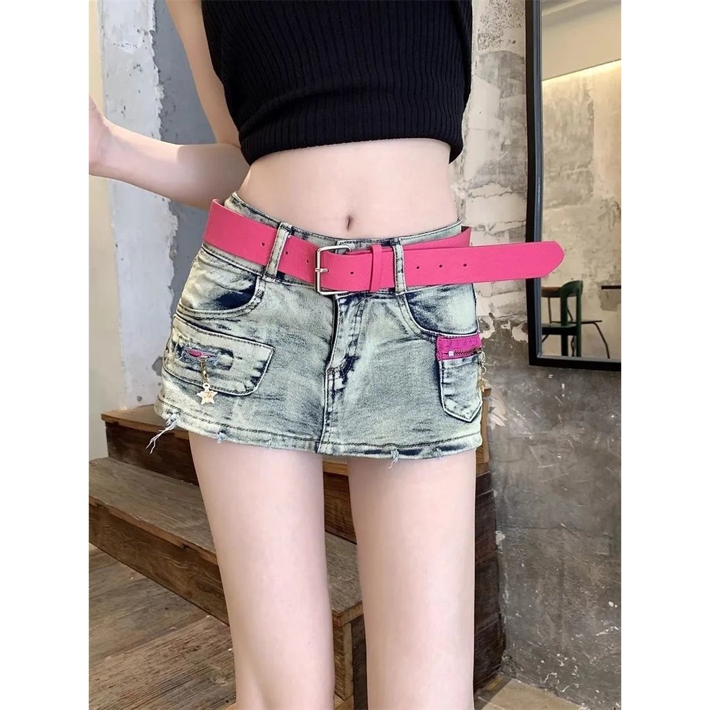 Denim Skirt Dopamine Summer Low Waist Hot Girl Mini Skirt Bodycon Skirt Pants Design Niche Women's O