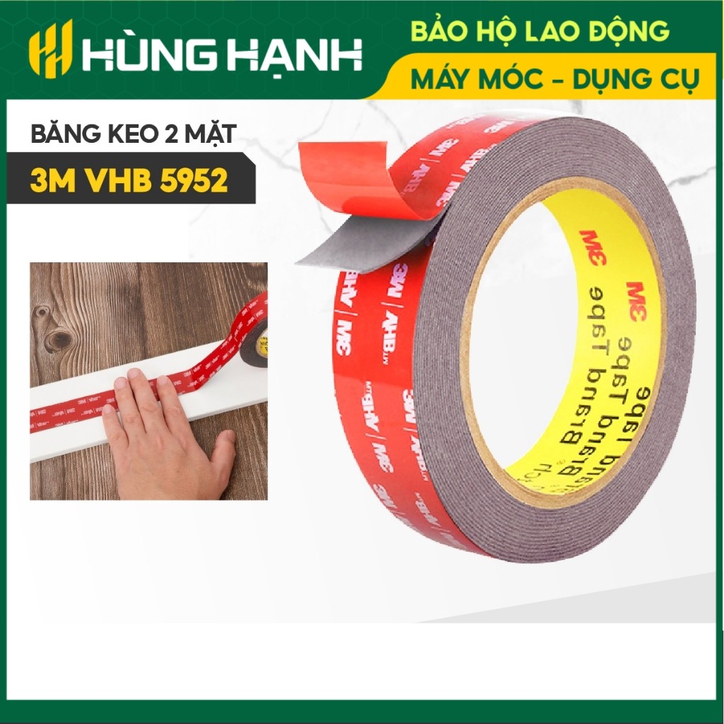Băng keo cường lực 2 mặt 3M VHB 5952 keo xốp siêu dính, dán tường, chịu nhiệt, màu đen Băng dính 3M