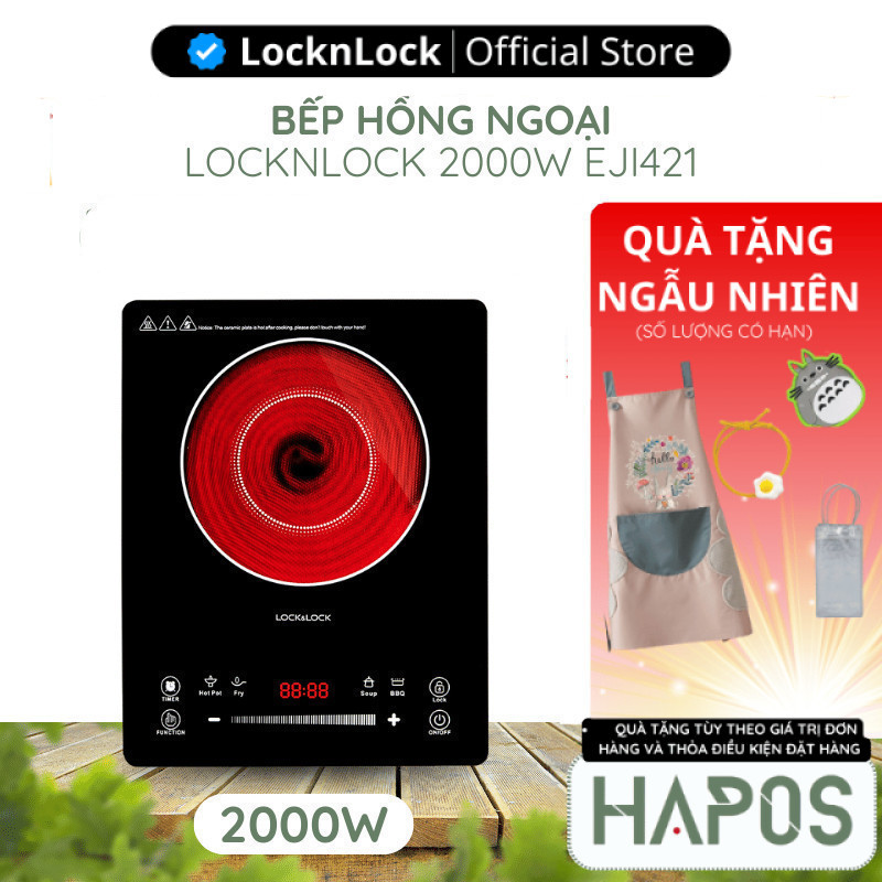 Bếp hồng ngoại LocknLock 2000W Chính hãng cảm ứng đa năng, khóa an toàn trẻ em EJI421 - HAPOS BEAUTY