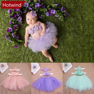 Set đồ 3 món gồm áo hoa + băng đô + váy tutu cho bé gái chụp ảnh l1o8