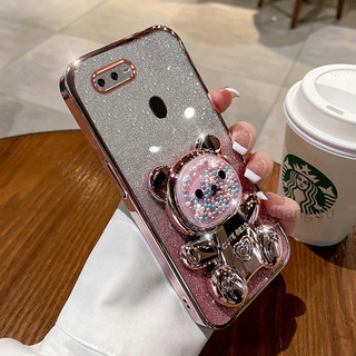 Ốp lưng OPPO A5S A7 A12 F9 PRO Ốp điện thoại TPU 3D đầy màu sắc hình gấu hạt âm thanh nổi silicon mềm mạ điện siêu mỏng