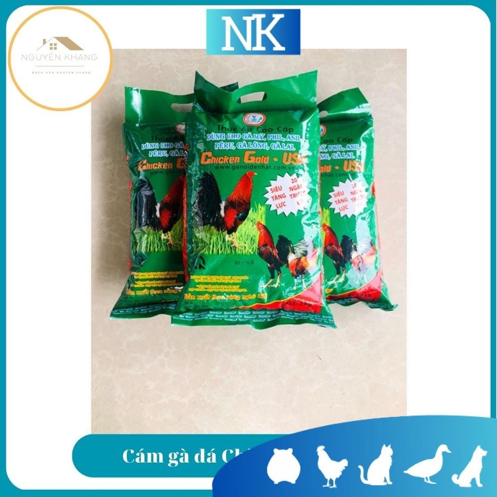 Cám gà đá cao cấp chicken gold mỹ túi xanh 2kg, cung cấp đầy đủ dinh dưỡng,gà đá nhanh tăng bo nở khung, chắc xương