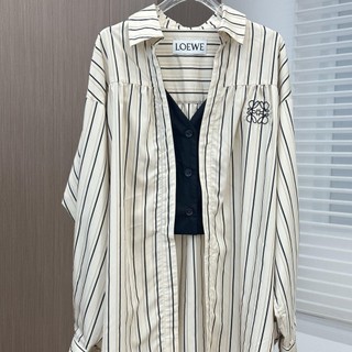 LOE*E23Early Autumn New EmbroiderylogoFront StitchingvCollar Fake Two Pieces Wind