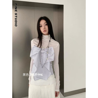 American Hot Girl Pure Desire Style Bowknot Tube Top Thiết kế mặc bên ngoài Feel Niche Chic Layered Top Spring Bộ đồ hai mảnh
