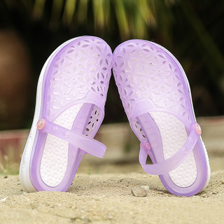 Giày Sandal Nữ Đi Biển Đế Dày Du Lịch Chống Trơn Trượt Lỗ Giày Ngoài Mặc Rỗng Mũi Che Nửa Dép