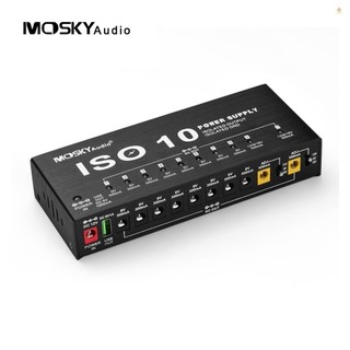 Moskyaudio ISO-10 Trạm cấp nguồn hiệu ứng đàn Guitar di động 10 đầu ra DC cách ly & Một đầu ra USB 5V cho hiệu ứng đàn Guitar 9V 12V 18V