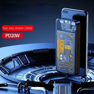 100WSạc Dự Phòng trong suốt 50000Mah 80000Mah 100000Mah Siêu Nhanh Có Dây Công Suất Lớn Cho Điện Thoại Di Động
