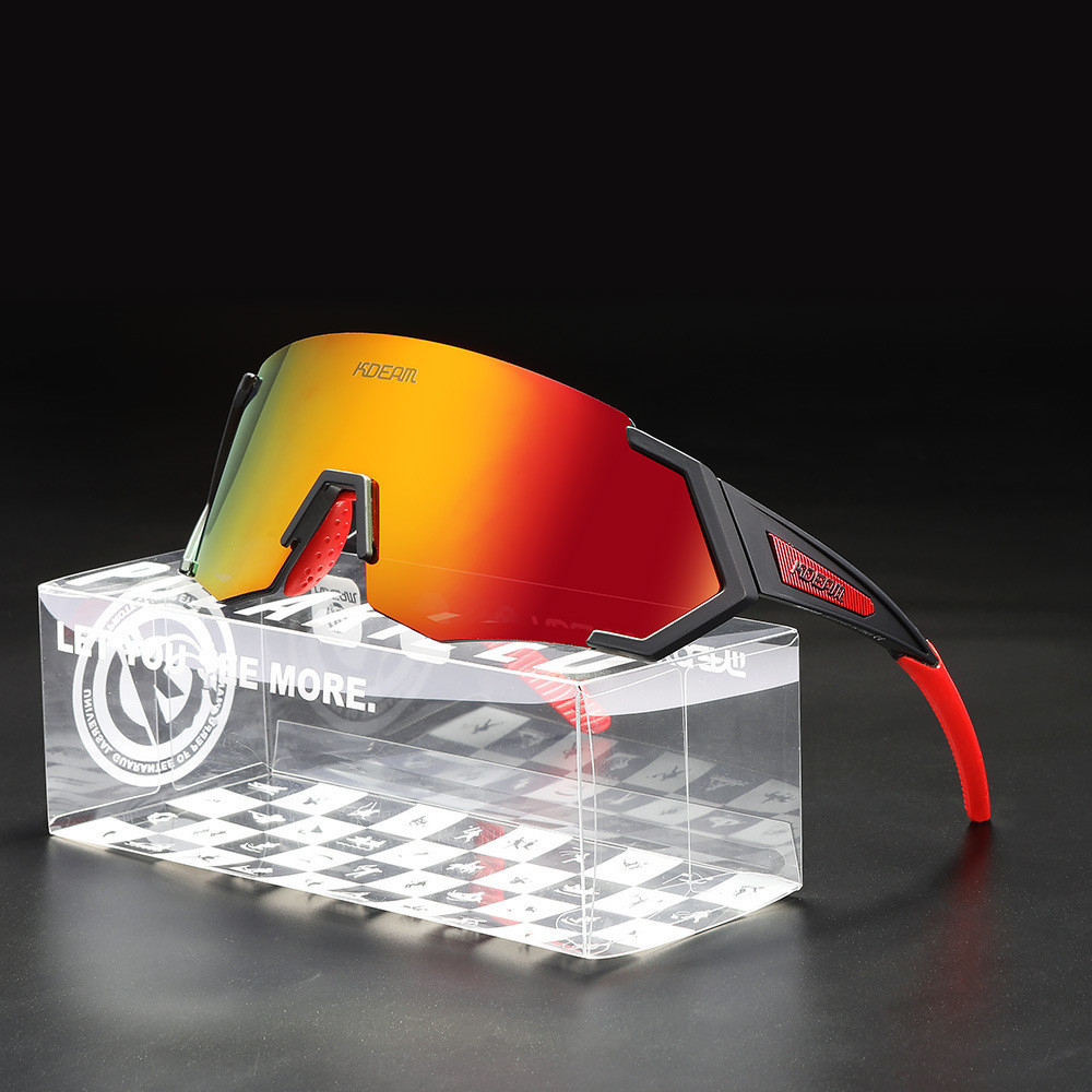 Kính râm phân cực mới KDEAM, kính chống gió một mảnh, kính che nắng màu sắc, kính thể thao ngoài trờ