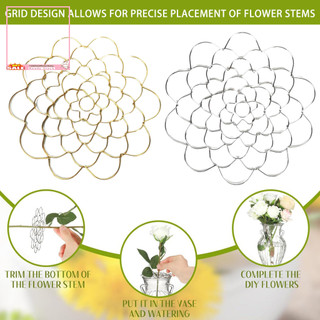 Lưới hoa kim loại GOF Lưới sắp xếp hoa 3 chiếc Dụng cụ sắp xếp hoa bằng thép không gỉ có kẹp Bình cắm hoa kim loại Twister để sắp xếp hoa Người mua Đông Nam Á'