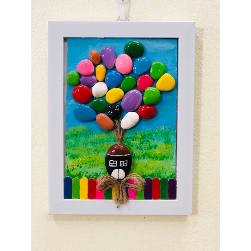 Tranh đá cuội size 20x20 quà tặng handmade cuội xinh shop