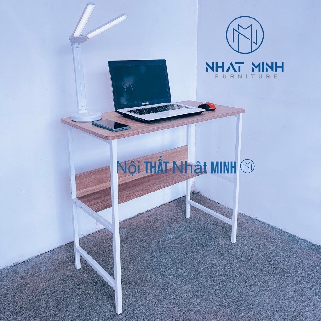 Bàn học, làm việc có kệ lửng , bàn gỗ khung sắt KT 40X80X75cm , bảo hành 12 tháng | BigBuy360 - bigbuy360.vn