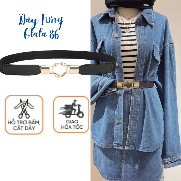 Đai váy thun co giãn, dây nịt nịt áo, váy, quần, Blazer,dây lưng mặt vàng phong cách Hàn Quốc