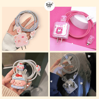 Bộ phụ kiện bọc củ sạc và dây cáp sạc nhiều mẫu dễ thương cho sạc nhanh ip 18w/20w