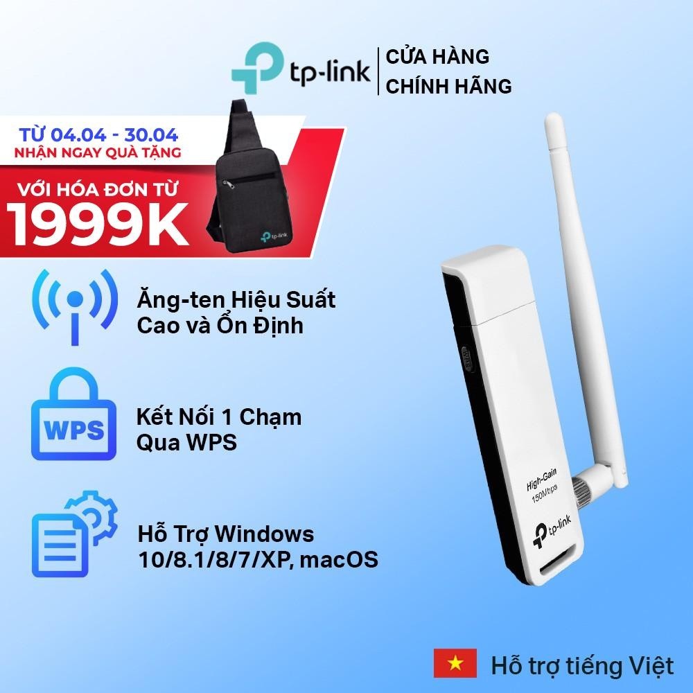 [Hỏa Tốc] Bộ Chuyển Đổi USB Wifi TP-Link TL-WN722N Chuẩn N 150Mbps | BigBuy360 - bigbuy360.vn