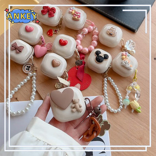 Case For Samsung Galaxy Buds FE / Buds 2 Pro / Buds Live Earphone Silicone Case Beige Lovely Earbuds Waterproof Shockproof Soft Protective Headphone Cover Headset Skin with Hook