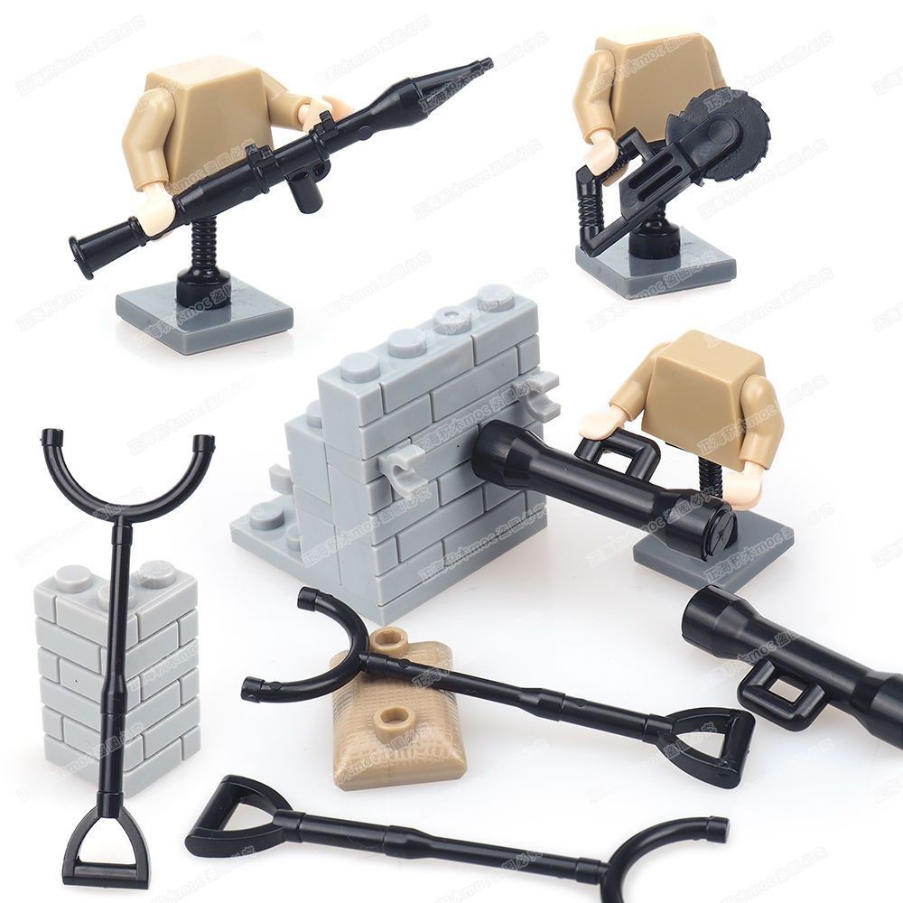 Tương thích với Lego Military Minifigures Phuộc chống cháy nổ hiện đại Bazooka Búa cưa điện Buil