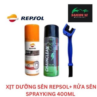 Xịt dưỡng sên Repsol Moto Chain 400ml hàng chính hãng + Rửa Sên Sparyking