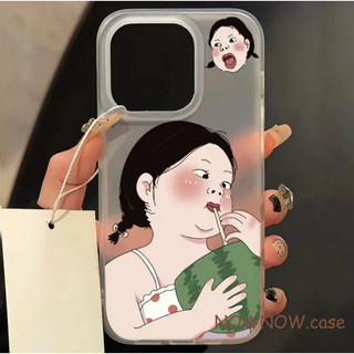 Tương Thích Cho iPhone 15 14 13 12 11 Pro MAX X XR XS MAX 7 8 Plus INS Ngộ nghĩnh Dễ Thương Ăn Mùa Hè Dưa Hấu Cô Gái Người Yêu Túi Cạnh Thẳng Mờ Vỏ Điện Thoại Bìa Mềm