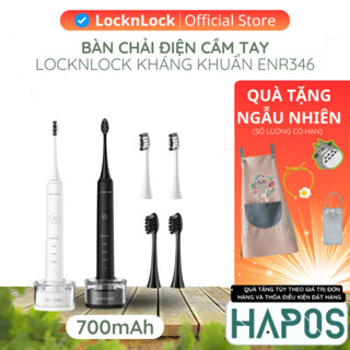 Bàn chải điện LocknLock ENR346 Chính hãng kèm túi đựng, 2 đầu bàn chải, chống nước, 40.000xd/min làm sạch sâu - HAPOS