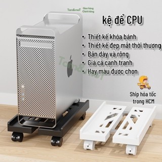  Kệ Giá Để Cây Máy Tính CPU MINT DECOR khung nhựa cây co kéo bằng inox có bánh di chuyển tiện lợi 