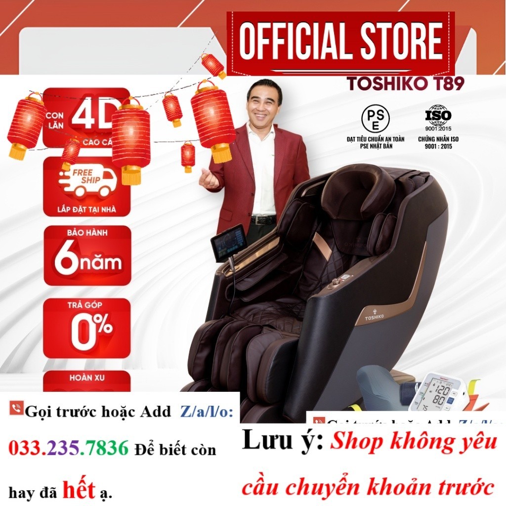 Ghế massage Toshiko T89 công nghệ con lăn massage 4D <NeW>