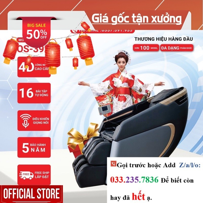 Ghế massage Okinawa Os-329 4D, nâng cấp 6 bi di chuyển bằng silicon mềm - 