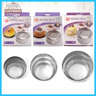 HCM - Bộ 3 khuôn Ring MousseTròn 8cm, 10cm và 12cm làm bánh mousse, cắt bánh bông lan, nén xôi