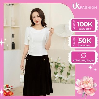 Áo Sơ Mi Nữ Tay Lỡ UK Fashion Thiết Kế Tay LỡT rẻ Trung Phối Cúc Bọc Hoa bên hông áo Độc Đáo NKSM2312002