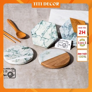 Dĩa vân đá phối gỗ decor nhà cửa, chụp ảnh, trang trí cửa hàng - TiTidecor