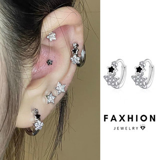 Faxhion Ngôi Sao Vòng Bông Tai Nữ Xuyên Pha Lê Bạc Tai Phụ Kiện Trang Sức