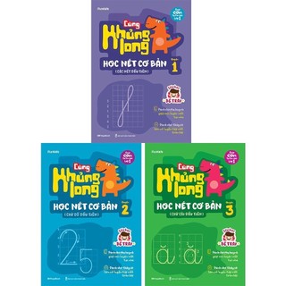 Sách Combo 3 cuốn Cùng Khủng long học nét cơ bản - Quyển 1, 2,3 - Tặng kèm Sticker bé trai