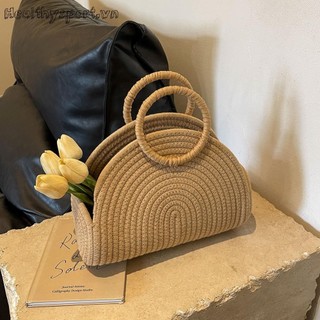 Túi đi biển dệt tay sang trọng Dây bông ly hợp Ví mây cho nữ và bé gái