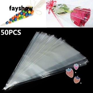 50 túi giấy bóng kính hình tam giác trong suốt gói bánh kẹo tiện lợi